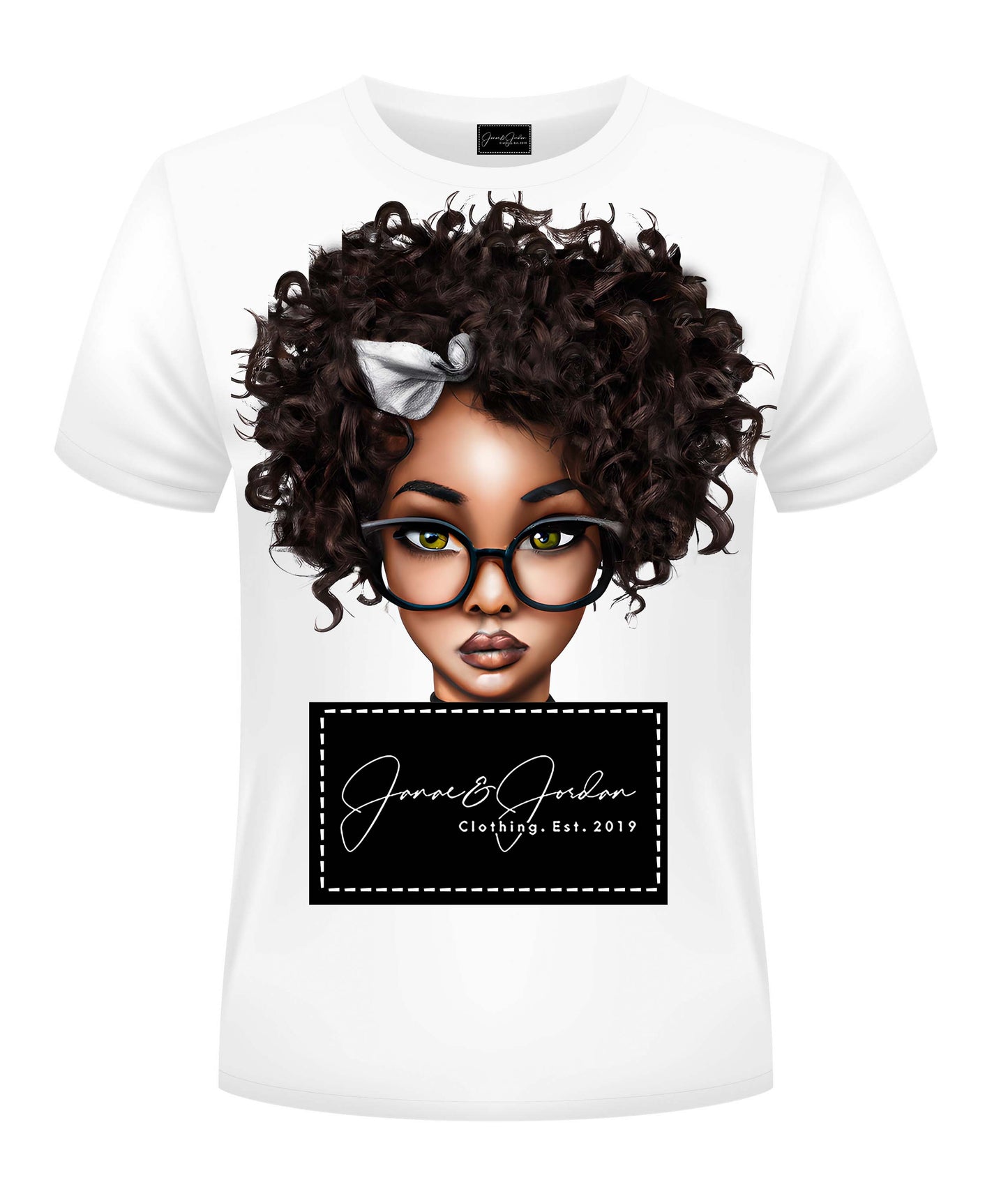 Graphic Beautiful Girl with Glasses Signature Stitch Logo